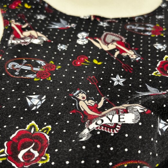 Torrid Bralette 5X Pinup Devil Dice Roses Tattoo Print Scoop Neck Cotton Stretch - Picture 3 of 12
